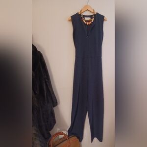 ​Vintage Garfield & Marks Size 8 Wide Leg Navy Jumpsuit Made In NY, USA